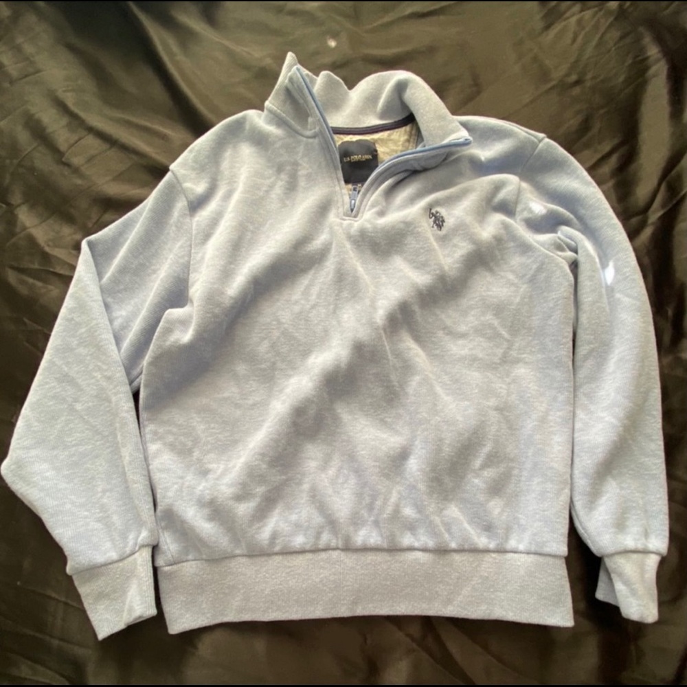 baby blue quarter zip crew neck